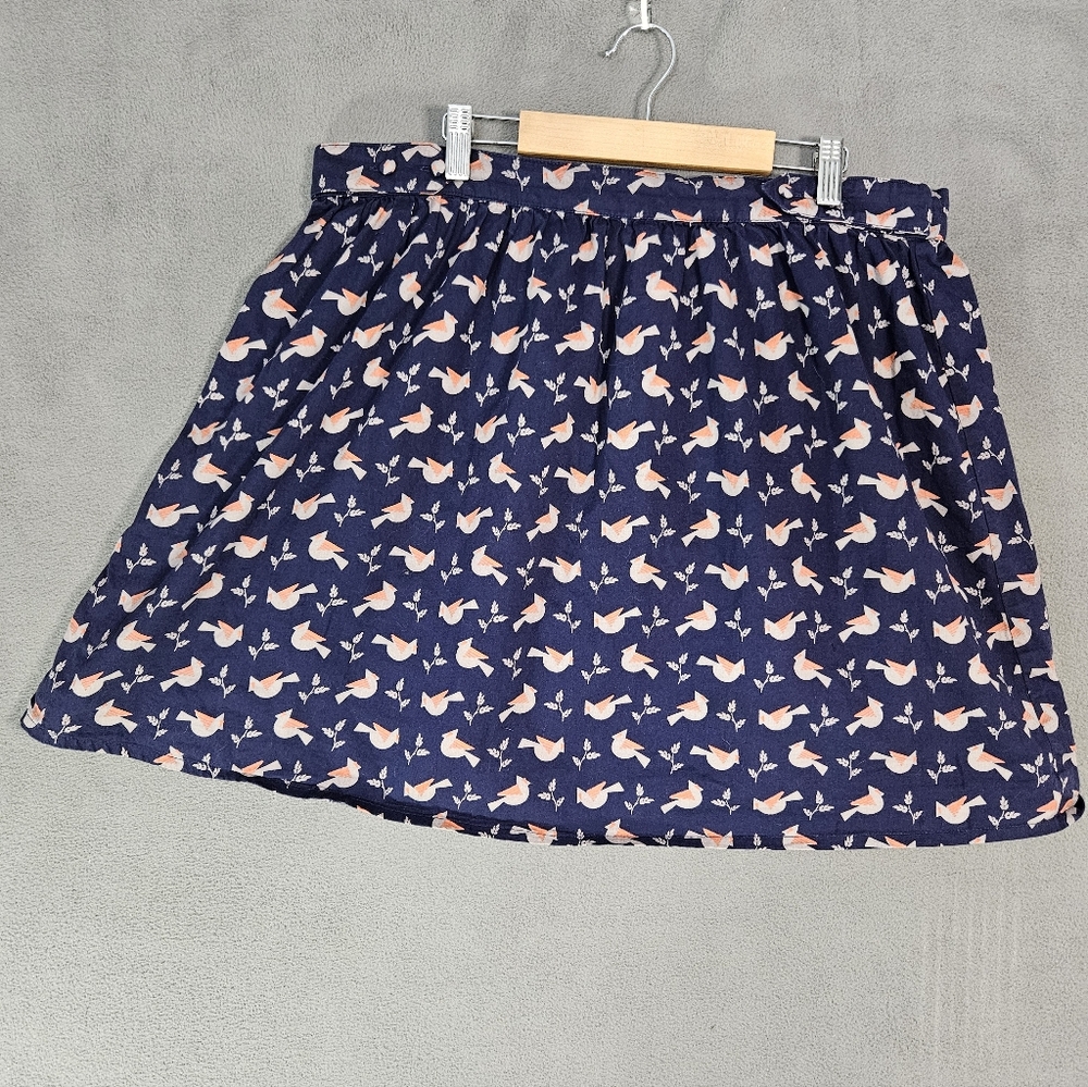 Mata Traders Mini Flare Skirt Navy Blue Bird 100% Cotton Boho Size XL